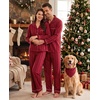 image:imageSWOMOG 100 Cotton Couples Matching Pajama Sets Xmas Long Sleeve Pj SetsRed Striped