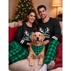 image:imageSWOMOG Christmas Couples Pajamas Sets Matching Women amp Men Long Sleeve Sleepwear Pjs Set Soft 2 Pcs LoungewearGreen Plaid Christmas Elk