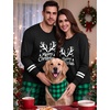 image:imageSWOMOG Christmas Couples Pajamas Sets Matching Women amp Men Long Sleeve Sleepwear Pjs Set Soft 2 Pcs LoungewearGreen Plaid Christmas Elk