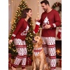 image:imageSWOMOG Christmas Couples Pajamas Sets Matching Women amp Men Long Sleeve Sleepwear Pjs Set Soft 2 Pcs LoungewearWhite Red Christmas