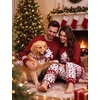 image:imageSWOMOG Christmas Couples Pajamas Sets Matching Women amp Men Long Sleeve Sleepwear Pjs Set Soft 2 Pcs LoungewearWhite Red Christmas