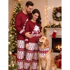 image:imageSWOMOG Christmas Couples Pajamas Sets Matching Women amp Men Long Sleeve Sleepwear Pjs Set Soft 2 Pcs LoungewearWhite Red Christmas