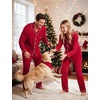 image:imageSWOMOG Christmas Family Matching Pajamas Long Sleeve Button Down Pj SetRed