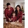 image:imageSWOMOG Christmas Family Matching Pajamas Long Sleeve Button Down Pj SetRed Black Plaid