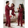 image:imageSWOMOG Christmas Family Matching Pajamas Long Sleeve Button Down Pj SetRed Black Plaid