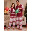 image:imageSWOMOG Christmas Family Matching Pajamas Long Sleeve Button Down Pj SetWine Red Tree