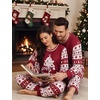 image:imageSWOMOG Christmas Family Matching Pajamas Long Sleeve Button Down Pj SetWine Red Tree