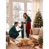 image:imageSWOMOG Christmas Family Matching Pajamas Sets Couple Silk Satin Long Sleeve WomenMenKids Button Down 2 Pcs PJs SetsDeep Green