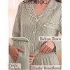 image:imageSWOMOG Couple Matching Pajamas Sets Women amp Men Button Down Pjs Long SleeveGreen Striped