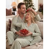 image:imageSWOMOG Couple Matching Pajamas Sets Women amp Men Button Down Pjs Long SleeveGreen Striped