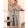 image:imageSWOMOG Couple Matching Pajamas Sets Women amp Men Button Down Pjs Long SleeveGreen Striped