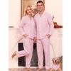 image:imageSWOMOG Couple Matching Pajamas Sets Women amp Men Button Down Pjs Long SleevePink Striped