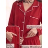 image:imageSWOMOG Couple Matching Pajamas Sets Women amp Men Button Down Pjs Long SleeveRed