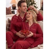 image:imageSWOMOG Couple Matching Pajamas Sets Women amp Men Button Down Pjs Long SleeveRed