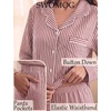 image:imageSWOMOG Couple Matching Pajamas Sets Women amp Men Button Down Pjs Long SleeveRed Striped