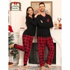 image:imageSWOMOG Couple Pajamas Set for Christmas Matching Pj Sets Womens Mens Soft Men Pjs Long Sleeve Sleepwear Lounge Sets Outfits Red Black Grid XXLarge