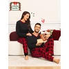 image:imageSWOMOG Couple Pajamas Set for Christmas Matching Pj Sets Womens Mens Soft Men Pjs Long Sleeve Sleepwear Lounge Sets Outfits Red Black Grid XXLarge