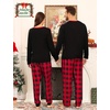 image:imageSWOMOG Couple Pajamas Set for Christmas Matching Pj Sets Womens Mens Soft Men Pjs Long Sleeve Sleepwear Lounge Sets Outfits Red Black Grid XXLarge