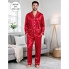 image:imageSWOMOG Couples Matching Pajamas Set Women amp Men Satin Long Sleeve Sleepwear Soft Button Down Pj Set Silk LoungewearLight Red