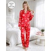 image:imageSWOMOG Couples Matching Pajamas Set Women amp Men Satin Long Sleeve Sleepwear Soft Button Down Pj Set Silk LoungewearRed Christmas Oh Print