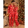 image:imageSWOMOG Couples Matching Pajamas Set Women amp Men Satin Long Sleeve Sleepwear Soft Button Down Pj Set Silk LoungewearRed Christmas Oh Print