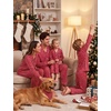 image:imageSWOMOG Family Matching Christmas Pajama Sets UltraSoft PJs Sets Long Sleeve Button Down SleepwearRed Striped