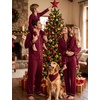 image:imageSWOMOG Family Matching Christmas Pajama Sets UltraSoft PJs Sets Long Sleeve Button Down SleepwearWine Red