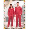 image:imageSWOMOG Family Matching Christmas Pajamas Set Silk Satin Long Sleeve Sleepwear WomenMenKids Button Down Loungewear Pj SetRed Striped