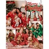 image:imageSWOMOG Family Matching Christmas Pajamas Set Silk Satin Long Sleeve Sleepwear WomenMenKids Button Down Loungewear Pj SetReindeer Snowflake Print