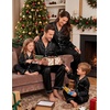 image:imageSWOMOG Family Matching Christmas Pajamas Silk Satin Long Sleeve Button Down 2Pcs Festival Sleepwear for MenWomen amp KidsBlack
