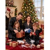 image:imageSWOMOG Family Matching Christmas Pajamas Silk Satin Long Sleeve Button Down 2Pcs Festival Sleepwear for MenWomen amp KidsBlack