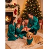 image:imageSWOMOG Family Matching Christmas Pajamas Silk Satin Long Sleeve Button Down 2Pcs Festival Sleepwear for MenWomen amp KidsDeep Green