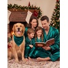 image:imageSWOMOG Family Matching Christmas Pajamas Silk Satin Long Sleeve Button Down 2Pcs Festival Sleepwear for MenWomen amp KidsDeep Green