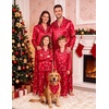 image:imageSWOMOG Family Matching Christmas Pajamas Silk Satin Long Sleeve Button Down 2Pcs Festival Sleepwear for MenWomen amp KidsGreen Christmas Santa