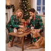 image:imageSWOMOG Family Matching Christmas Pajamas Silk Satin Long Sleeve Button Down 2Pcs Festival Sleepwear for MenWomen amp KidsGreen Christmas Santa