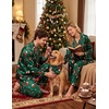 image:imageSWOMOG Family Matching Christmas Pajamas Silk Satin Long Sleeve Button Down 2Pcs Festival Sleepwear for MenWomen amp KidsGreen Christmas Santa