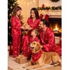 image:imageSWOMOG Family Matching Christmas Pajamas Silk Satin Long Sleeve Button Down 2Pcs Festival Sleepwear for MenWomen amp KidsGreen Christmas Santa