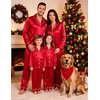 image:imageSWOMOG Family Matching Christmas Pajamas Silk Satin Long Sleeve Button Down 2Pcs Festival Sleepwear for MenWomen amp KidsRed