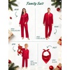 image:imageSWOMOG Family Matching Christmas Pajamas Silk Satin Long Sleeve Button Down 2Pcs Festival Sleepwear for MenWomen amp KidsRed