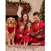 image:imageSWOMOG Family Matching Christmas Pajamas Silk Satin Long Sleeve Button Down 2Pcs Festival Sleepwear for MenWomen amp KidsRed