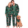 image:imageSWOMOG Family Matching Christmas Pajamas Silk Satin Long Sleeve Button Down 2Pcs Festival Sleepwear for MenWomen amp KidsRed Candy Cane