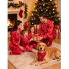 image:imageSWOMOG Family Matching Christmas Pajamas Silk Satin Long Sleeve Button Down 2Pcs Festival Sleepwear for MenWomen amp KidsRed Candy Cane