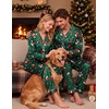 image:imageSWOMOG Family Matching Christmas Pajamas Silk Satin Long Sleeve Button Down 2Pcs Festival Sleepwear for MenWomen amp KidsRed Candy Cane