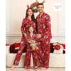image:imageSWOMOG Family Matching Pajama Set Silky Satin Pajamas Long Sleeve Sleepwear Button Down Loungewear 2 Pcs Pj SetChristmas Pattern Red 130Age for 89Y