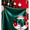 image:imageSWOMOG Family Matching Pajamas Sets Long Sleeve 2 Pcs Silk Satin PJs SetsDeep Green