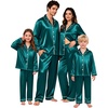 image:imageSWOMOG Family Matching Pajamas Sets Long Sleeve 2 Pcs Silk Satin PJs SetsDeep Green