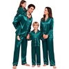 image:imageSWOMOG Family Matching Pajamas Sets Long Sleeve 2 Pcs Silk Satin PJs SetsDeep Green