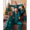 image:imageSWOMOG Family Matching Pajamas Sets Long Sleeve 2 Pcs Silk Satin PJs SetsDeep Green