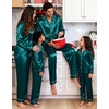 image:imageSWOMOG Family Matching Pajamas Sets Long Sleeve 2 Pcs Silk Satin PJs SetsDeep Green