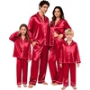 image:imageSWOMOG Family Matching Pajamas Sets Long Sleeve 2 Pcs Silk Satin PJs SetsRed
